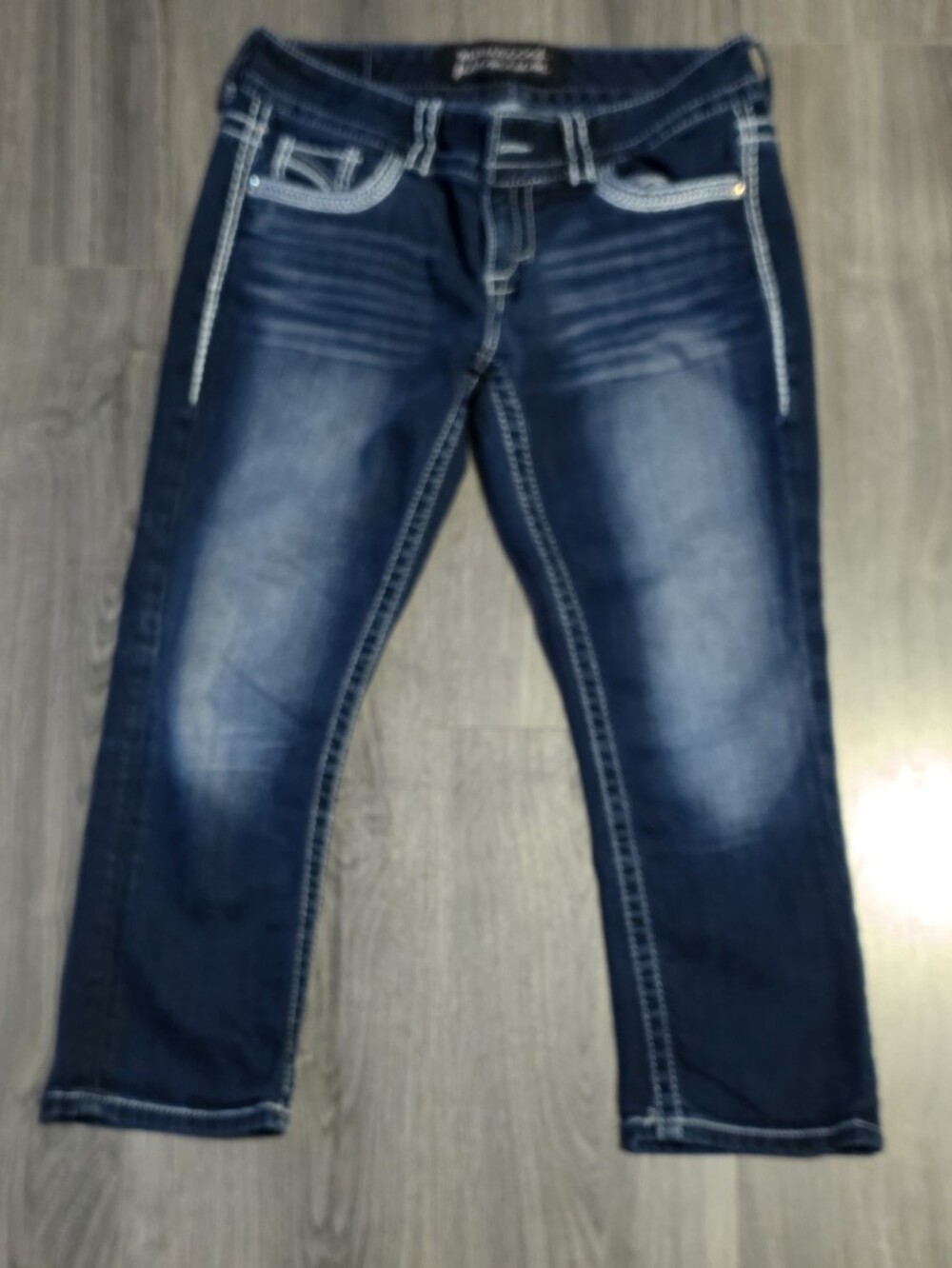 Men's Bootcut Jeans in Washed Blue Denim